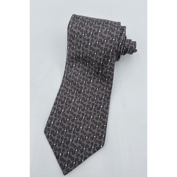 Hermès Necktie 100% Silk Tie Gray White H-Pattern Geometric Paris France EUC - Picture 1 of 8